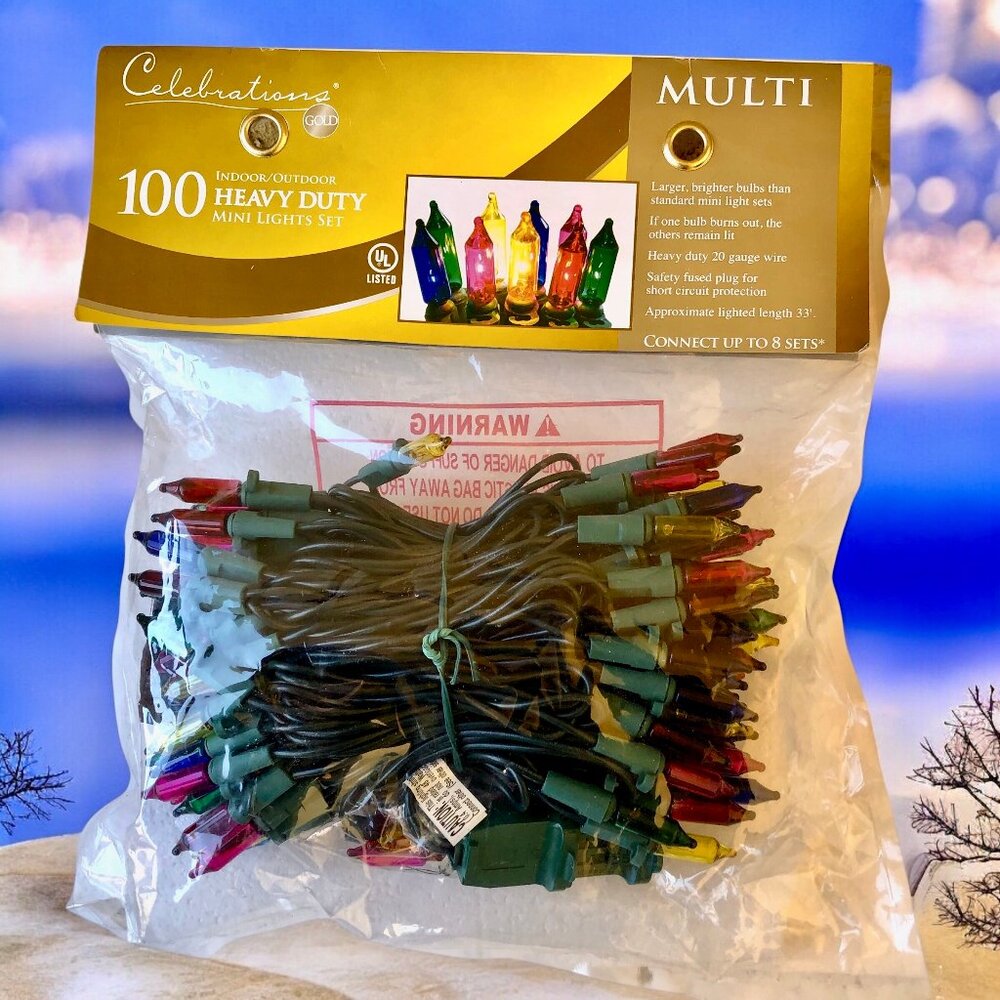 Celebrations 100 HEAVY DUTY Christmas Mini Lights Set MULTI-COLOR 33 ft New